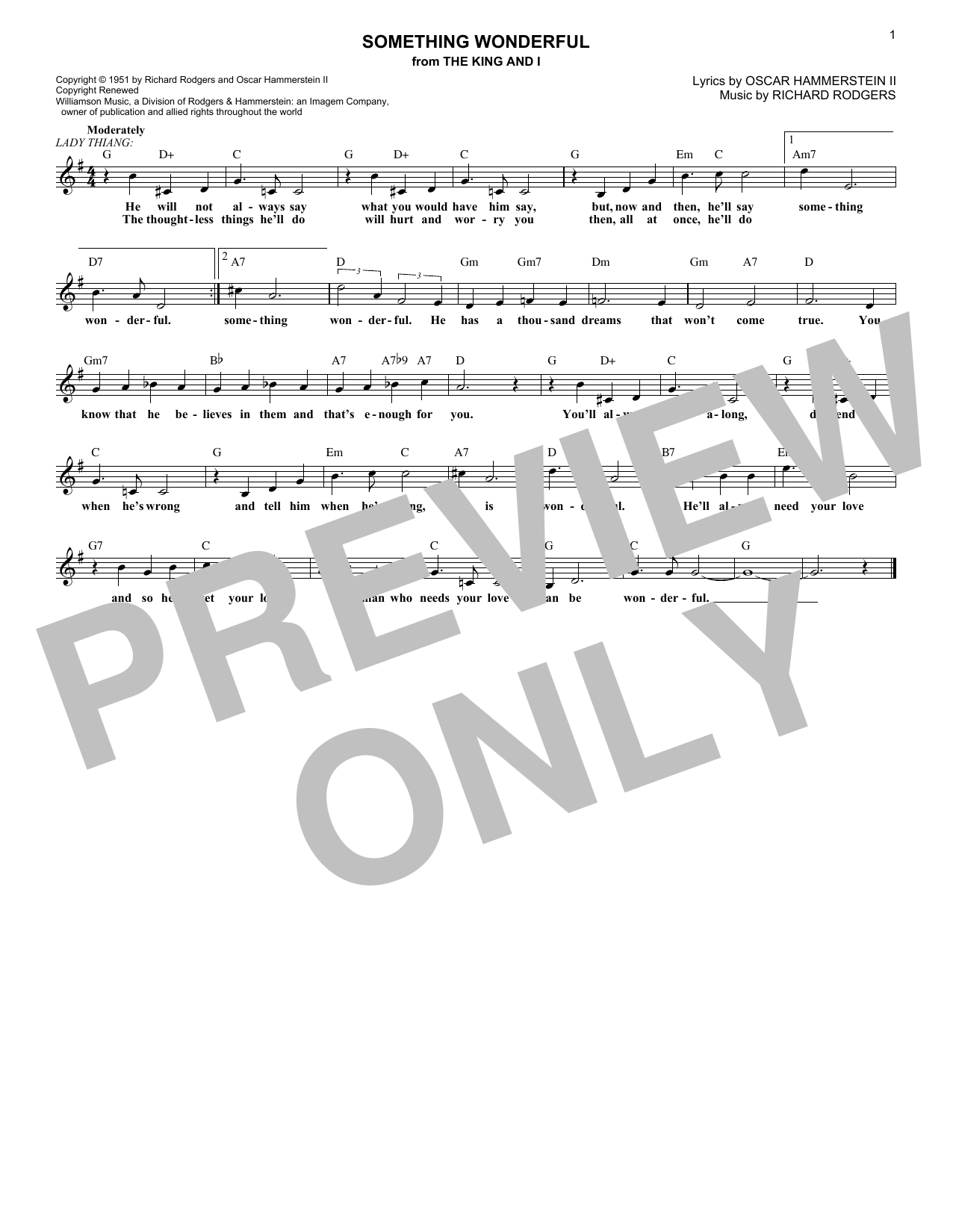 Rodgers & Hammerstein Something Wonderful (from The King And I) Sheet Music Notes & Chords for Trombone Solo - Download or Print PDF