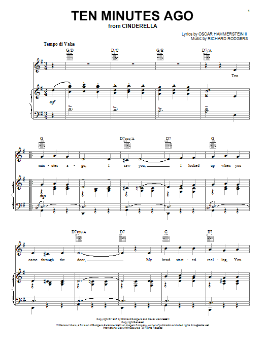 Rodgers & Hammerstein Ten Minutes Ago (from Cinderella) Sheet Music Notes & Chords for Solo Guitar - Download or Print PDF