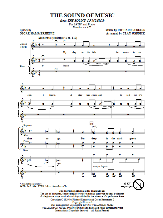 Rodgers & Hammerstein The Sound Of Music (arr. Clay Warnick) Sheet Music Notes & Chords for SATB - Download or Print PDF