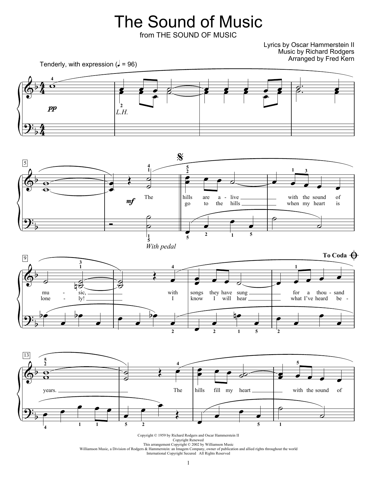 Rodgers & Hammerstein The Sound Of Music (arr. Fred Kern) Sheet Music Notes & Chords for Educational Piano - Download or Print PDF