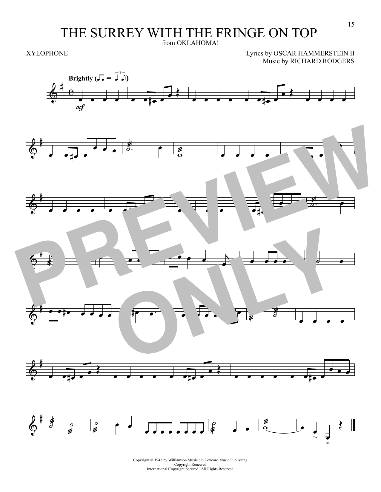 Rodgers & Hammerstein The Surrey With The Fringe On Top (from Oklahoma) Sheet Music Notes & Chords for Xylophone Solo - Download or Print PDF