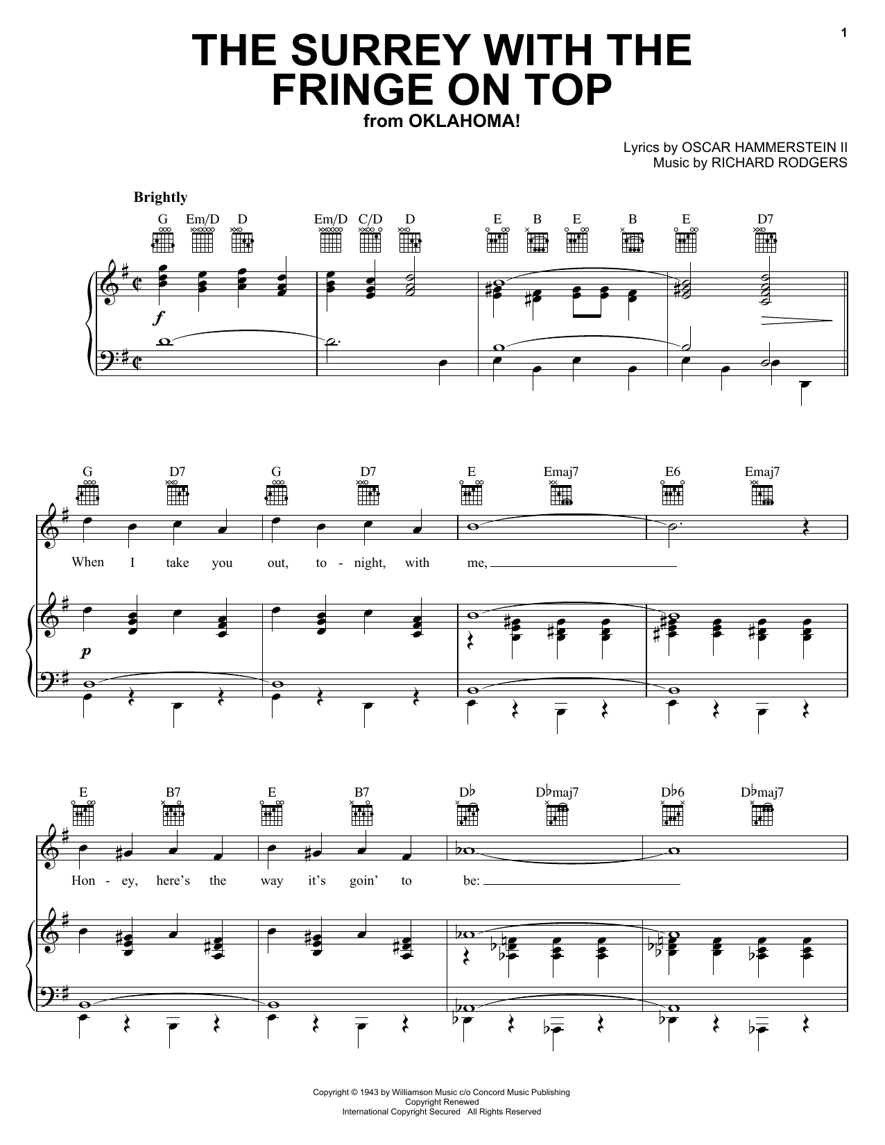 Rodgers & Hammerstein The Surrey With The Fringe On Top (from Oklahoma!) Sheet Music Notes & Chords for Easy Piano - Download or Print PDF