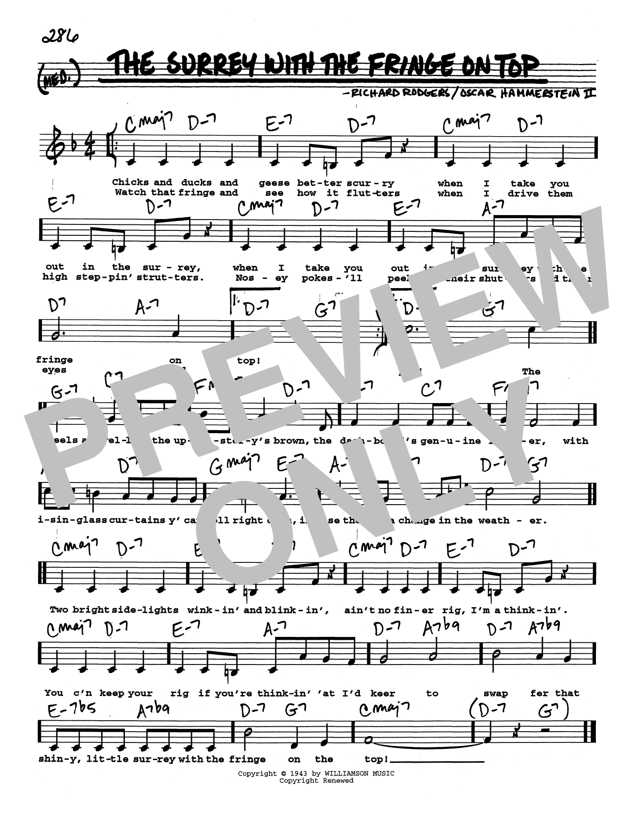 Rodgers & Hammerstein The Surrey With The Fringe On Top (Low Voice) Sheet Music Notes & Chords for Real Book – Melody, Lyrics & Chords - Download or Print PDF
