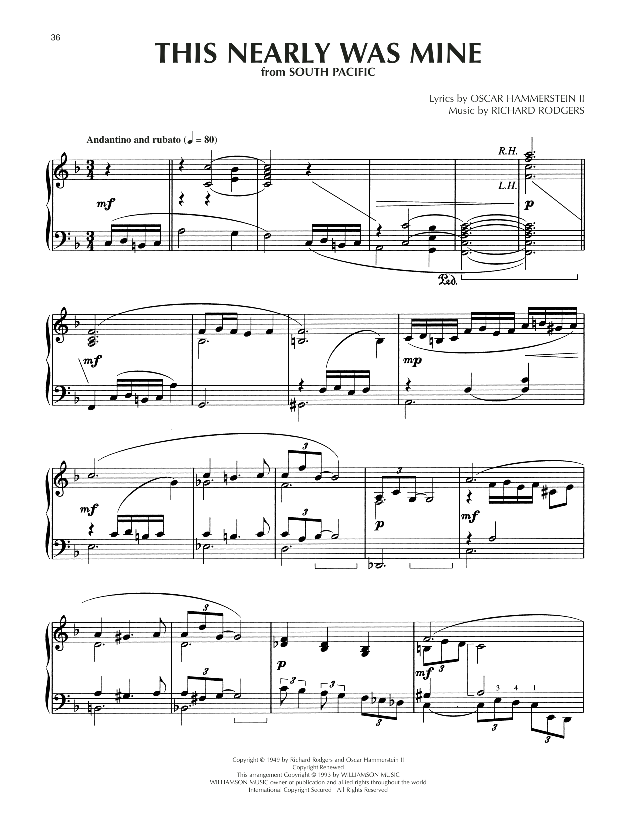 Rodgers & Hammerstein This Nearly Was Mine (arr. Dick Hyman) Sheet Music Notes & Chords for Piano Solo - Download or Print PDF