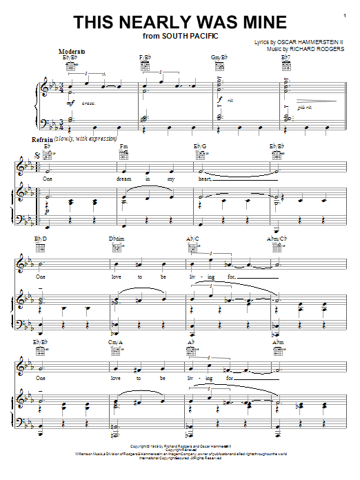 Rodgers & Hammerstein This Nearly Was Mine Sheet Music Notes & Chords for Flute - Download or Print PDF