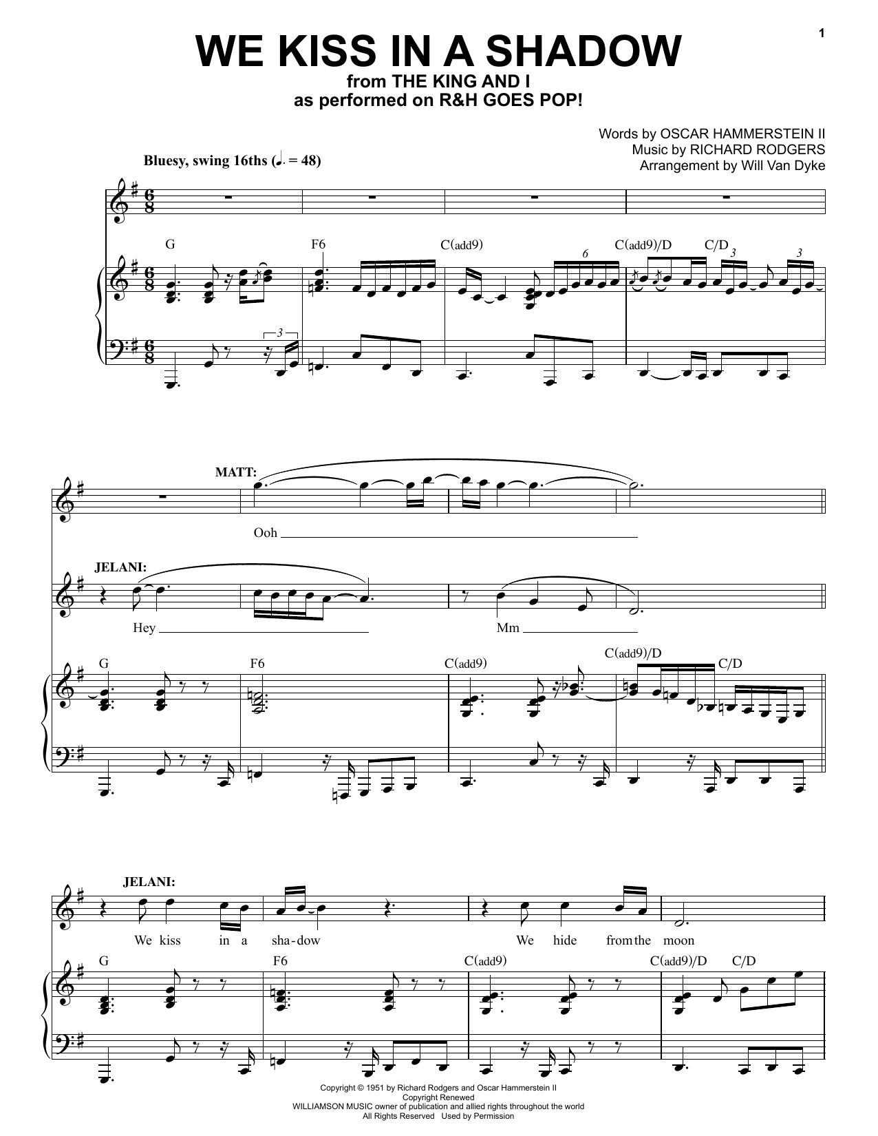 Rodgers & Hammerstein We Kiss In A Shadow [R&H Goes Pop! version] (from The King And I) Sheet Music Notes & Chords for Piano & Vocal - Download or Print PDF