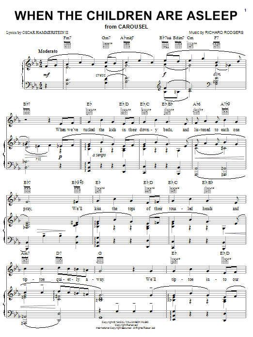 Rodgers & Hammerstein When The Children Are Asleep Sheet Music Notes & Chords for Piano, Vocal & Guitar (Right-Hand Melody) - Download or Print PDF