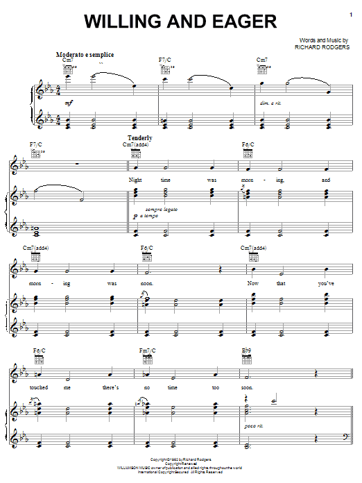 Hammerstein, Rodgers & Willing And Eager Sheet Music Notes & Chords for Piano, Vocal & Guitar (Right-Hand Melody) - Download or Print PDF