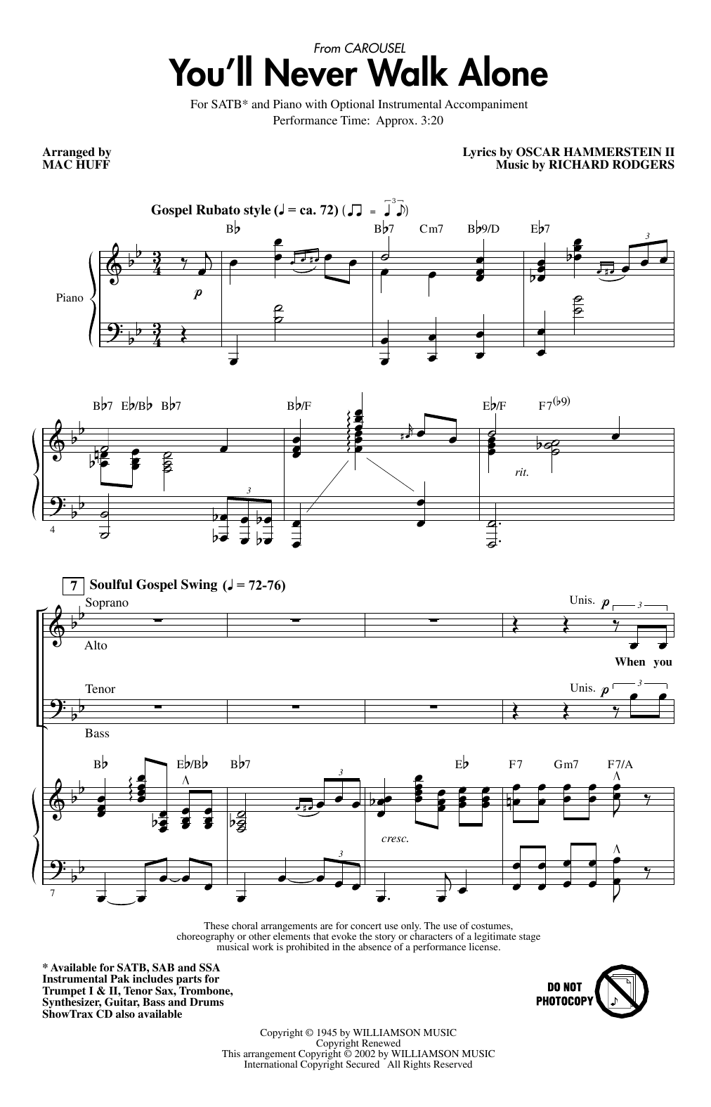 Rodgers & Hammerstein You'll Never Walk Alone (from Carousel) (arr. Mac Huff) Sheet Music Notes & Chords for SSA Choir - Download or Print PDF