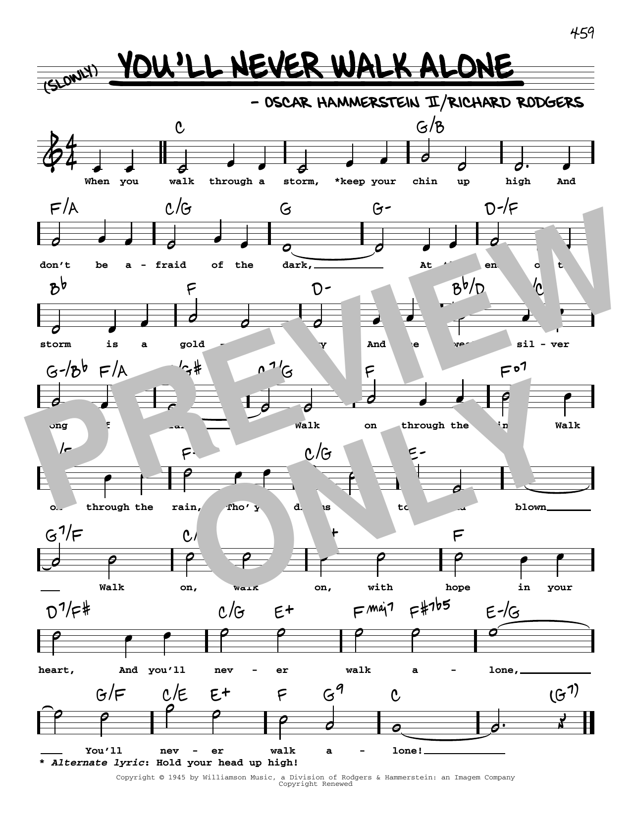 Rodgers & Hammerstein You'll Never Walk Alone (High Voice) (from Carousel) Sheet Music Notes & Chords for Real Book – Melody, Lyrics & Chords - Download or Print PDF