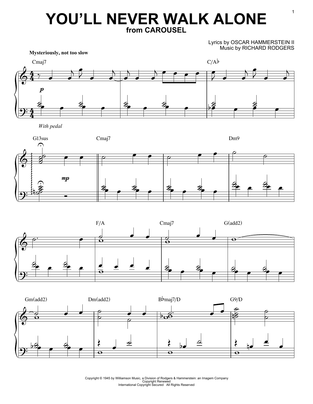 Rodgers & Hammerstein You'll Never Walk Alone [Jazz version] (arr. Brent Edstrom) Sheet Music Notes & Chords for Piano - Download or Print PDF