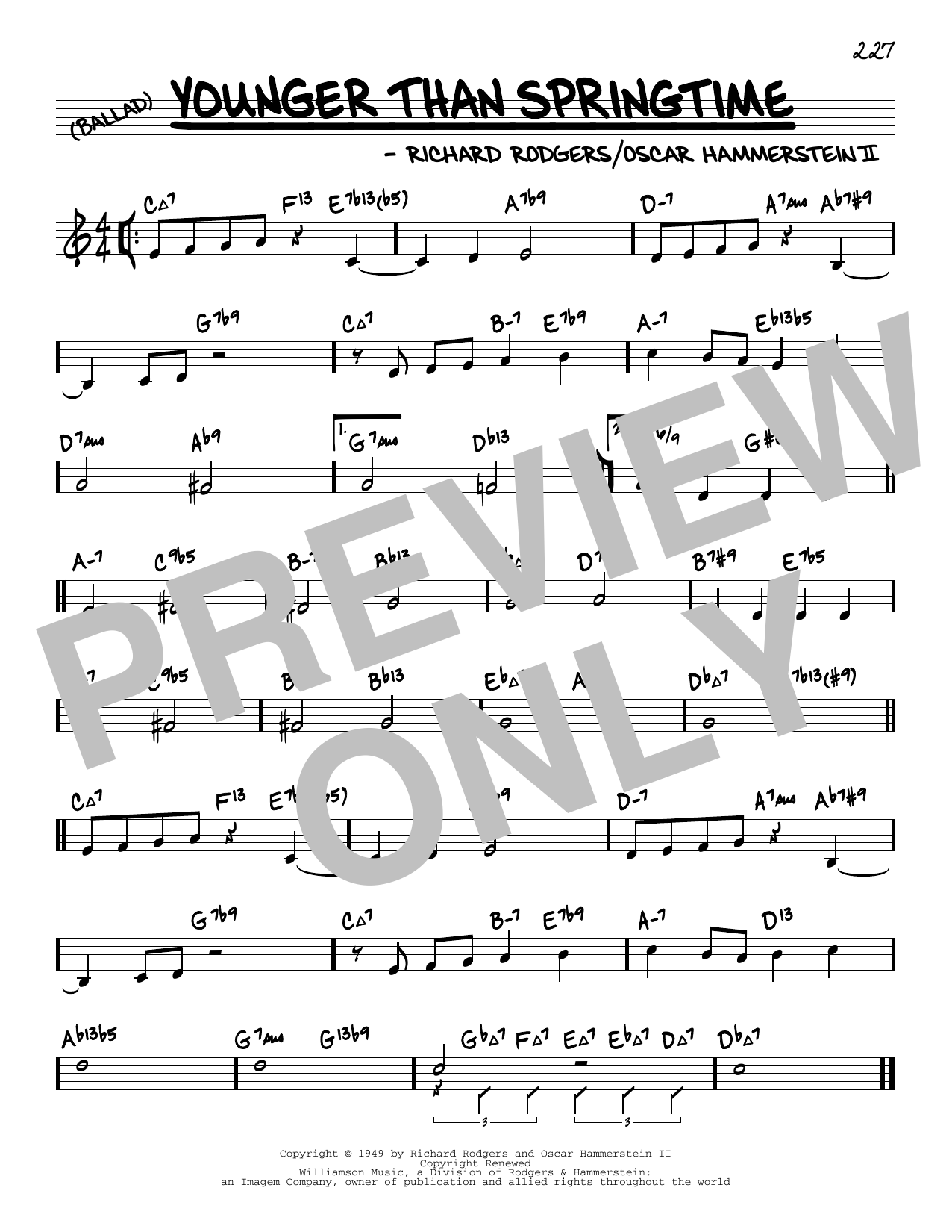 Rodgers & Hammerstein Younger Than Springtime (arr. David Hazeltine) Sheet Music Notes & Chords for Real Book – Enhanced Chords - Download or Print PDF