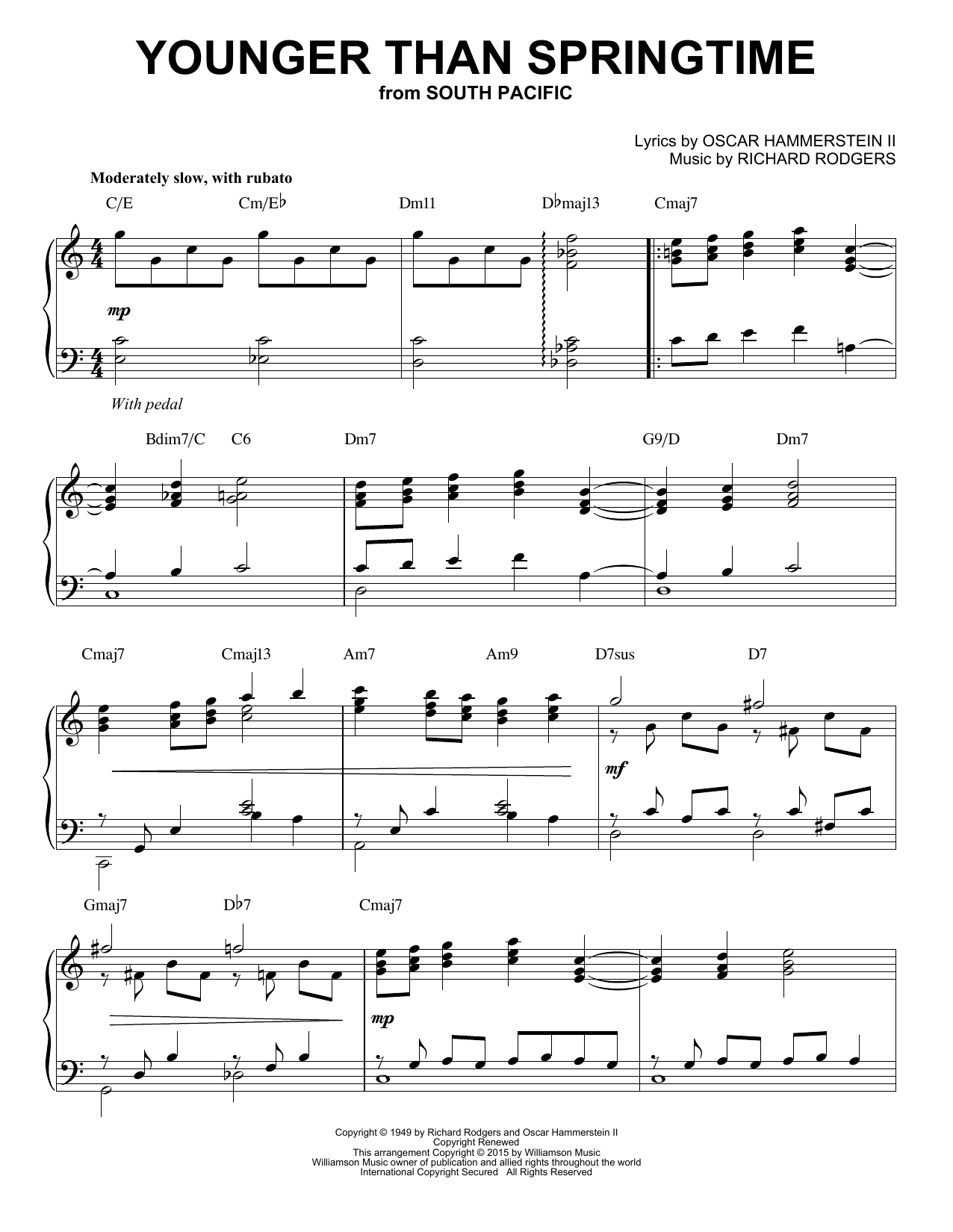 Rodgers & Hammerstein Younger Than Springtime [Jazz version] (arr. Brent Edstrom) Sheet Music Notes & Chords for Piano - Download or Print PDF