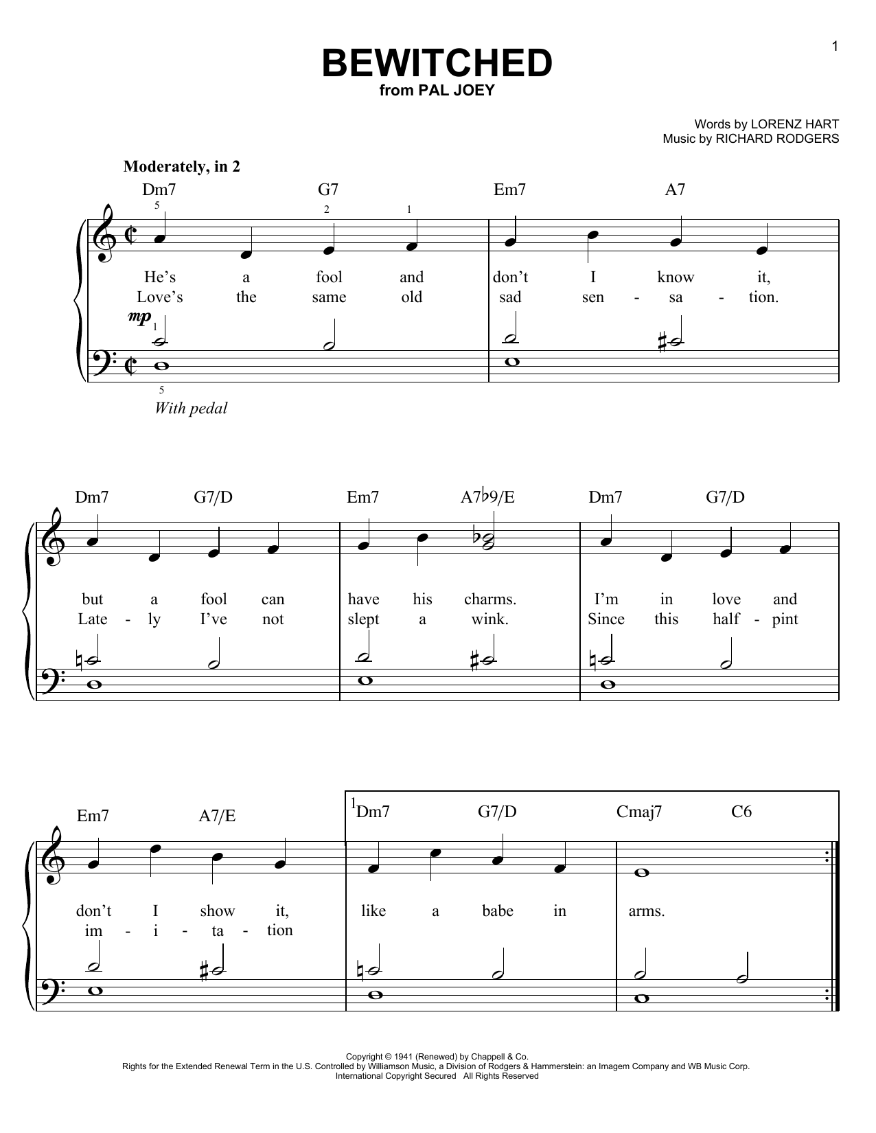 Rodgers & Hart Bewitched Sheet Music Notes & Chords for Easy Guitar - Download or Print PDF