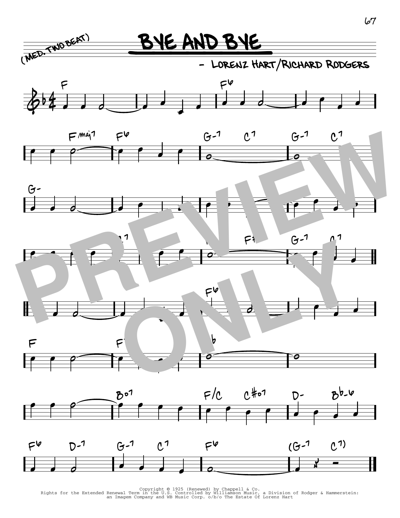 Rodgers & Hart Bye And Bye Sheet Music Notes & Chords for Real Book – Melody & Chords - Download or Print PDF