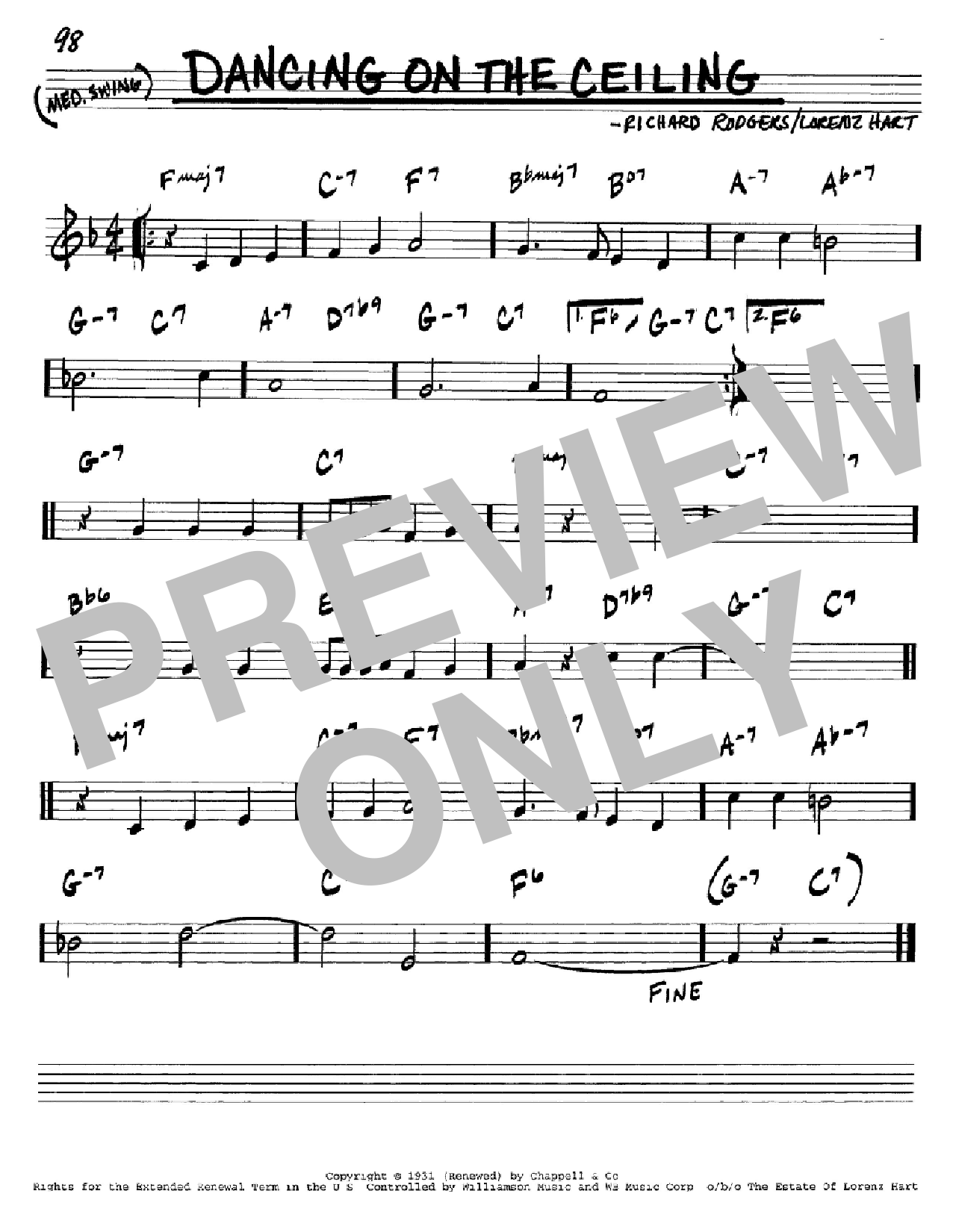 Rodgers & Hart Dancing On The Ceiling Sheet Music Notes & Chords for Tenor Saxophone - Download or Print PDF