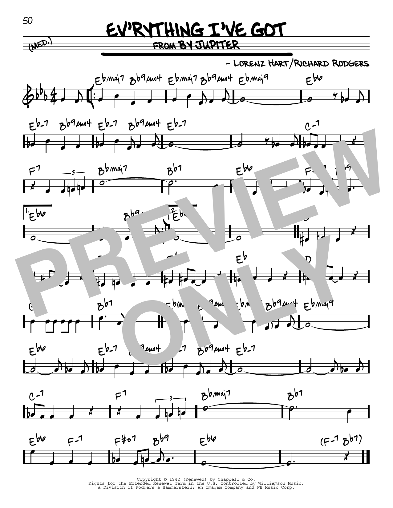 Rodgers & Hart Ev'rything I've Got Sheet Music Notes & Chords for Melody Line, Lyrics & Chords - Download or Print PDF