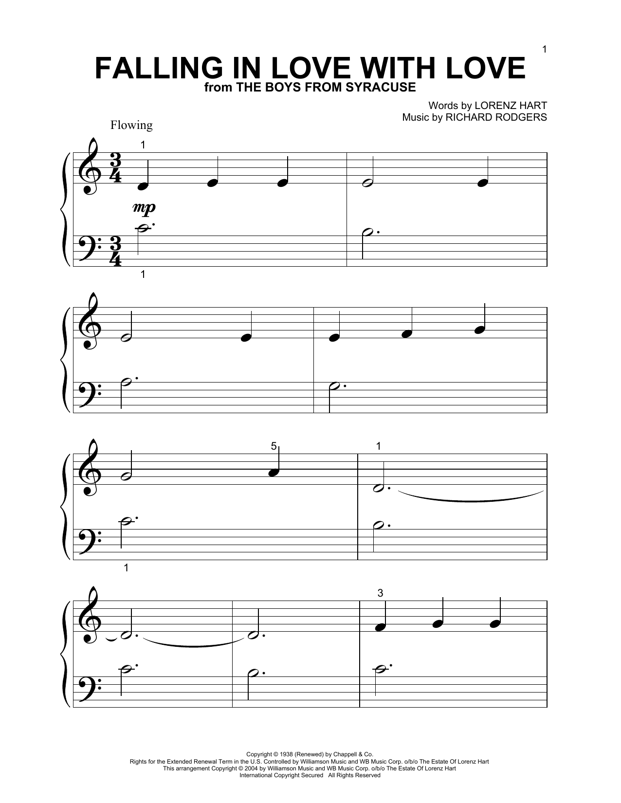 Rodgers & Hart Falling In Love With Love (from The Boys From Syracuse) Sheet Music Notes & Chords for Easy Guitar - Download or Print PDF