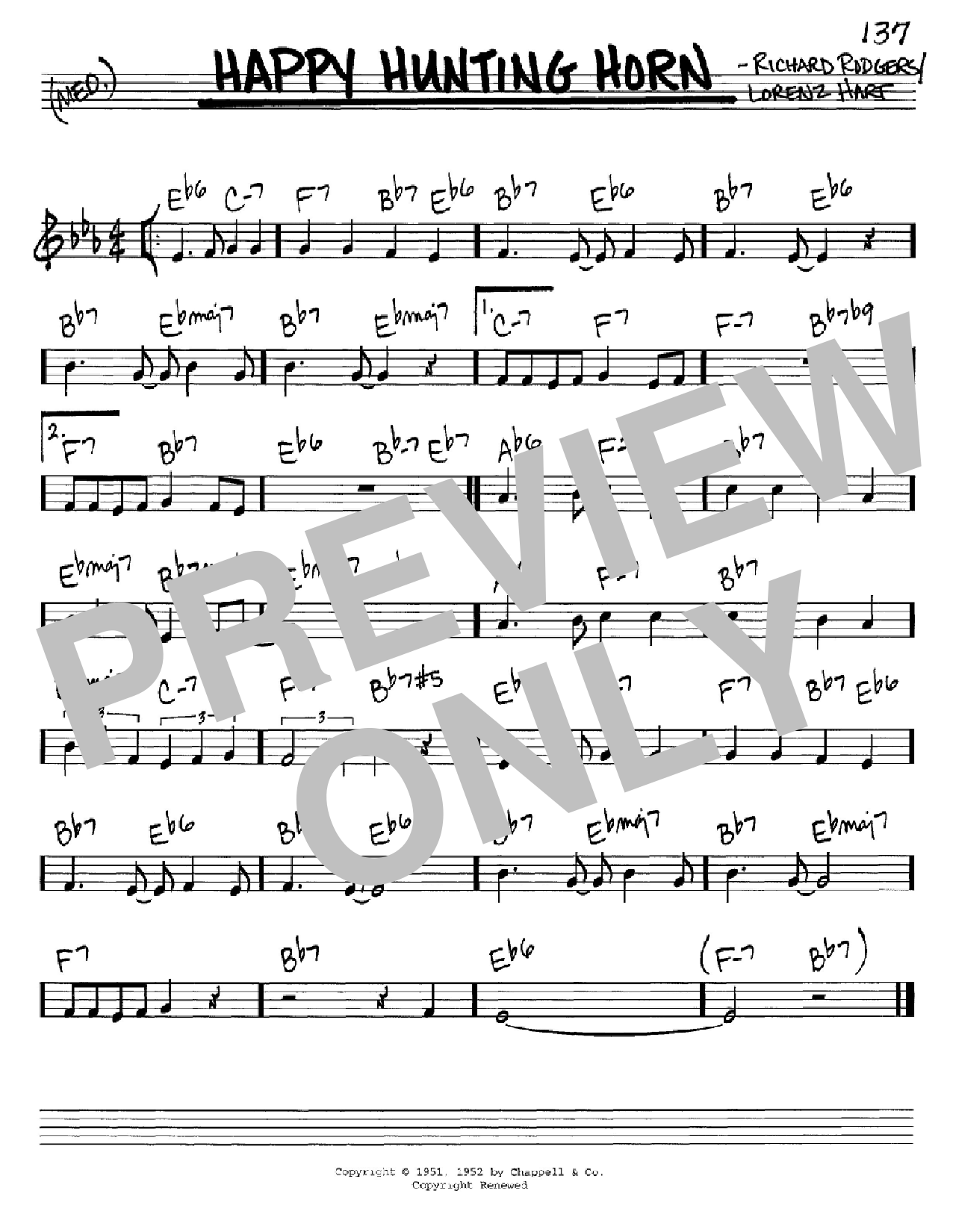 Rodgers & Hart Happy Hunting Horn Sheet Music Notes & Chords for Piano, Vocal & Guitar (Right-Hand Melody) - Download or Print PDF