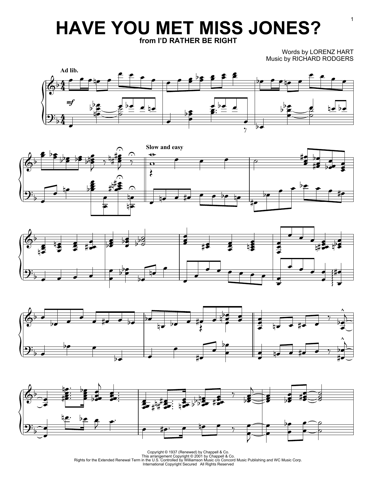 Rodgers & Hart Have You Met Miss Jones? (arr. Al Lerner) Sheet Music Notes & Chords for Piano Solo - Download or Print PDF