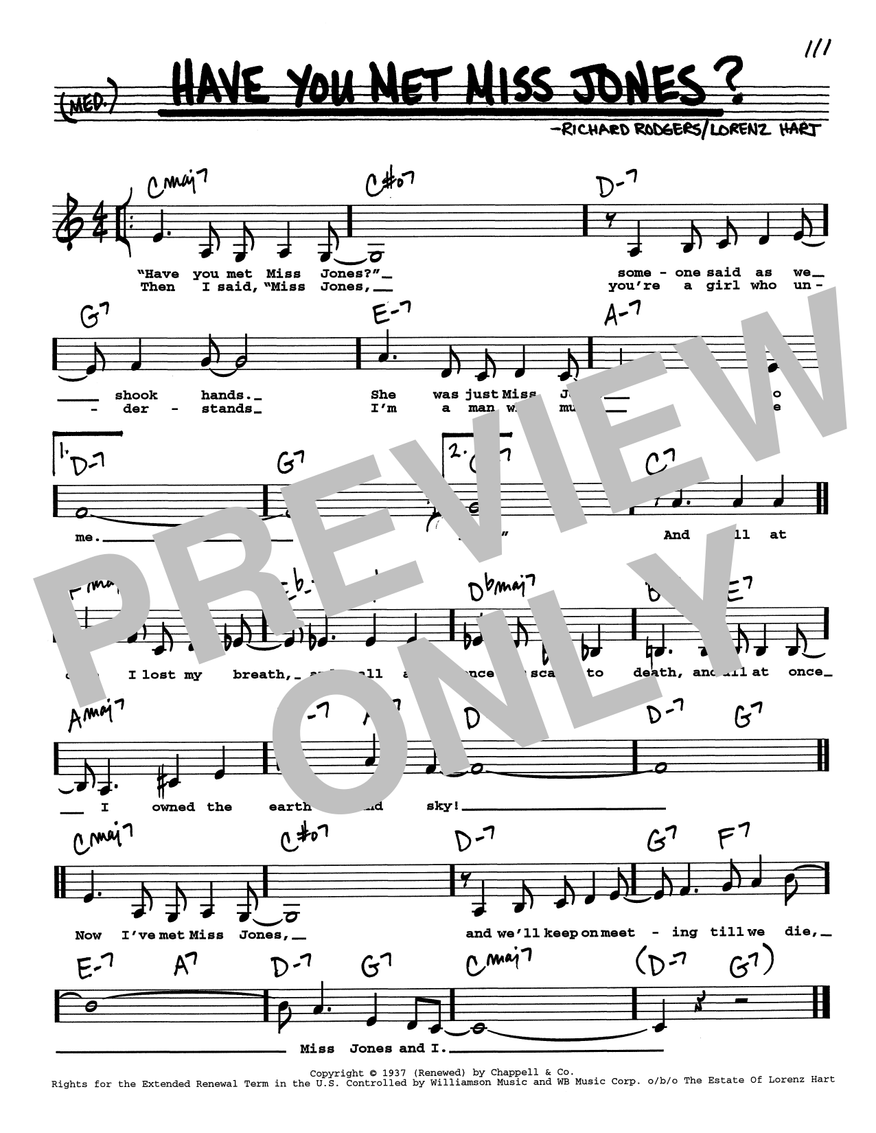 Rodgers & Hart Have You Met Miss Jones? (Low Voice) Sheet Music Notes & Chords for Real Book – Melody, Lyrics & Chords - Download or Print PDF