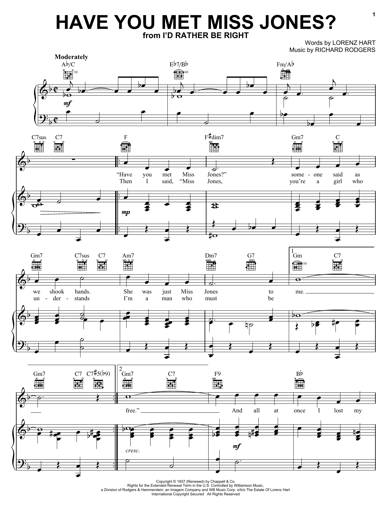 Rodgers & Hart Have You Met Miss Jones? Sheet Music Notes & Chords for Real Book - Melody & Chords - Bb Instruments - Download or Print PDF