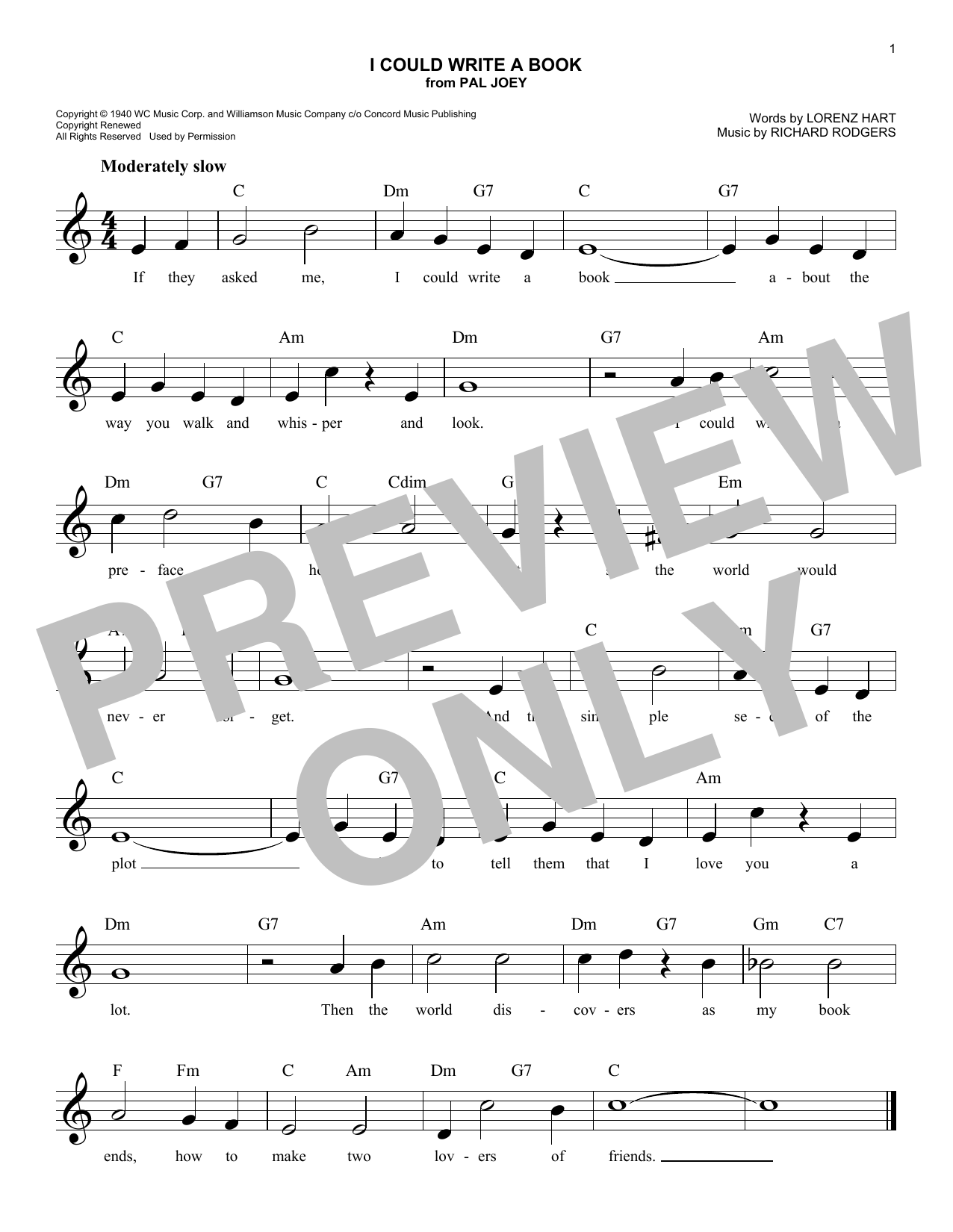 Rodgers & Hart I Could Write A Book (from Pal Joey) Sheet Music Notes & Chords for Lead Sheet / Fake Book - Download or Print PDF