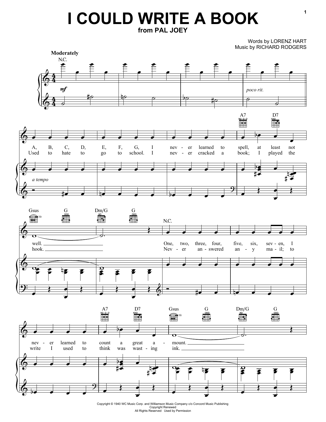 Rodgers & Hart I Could Write A Book Sheet Music Notes & Chords for Voice - Download or Print PDF