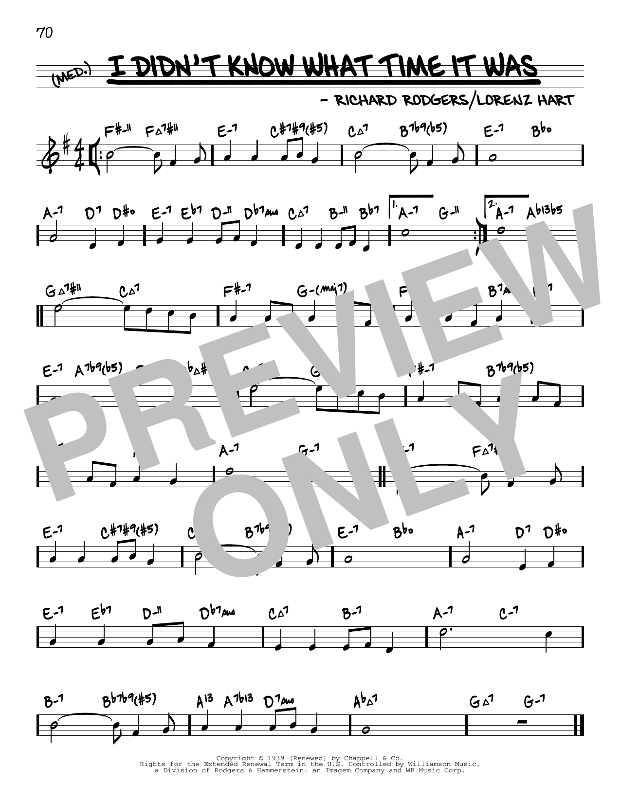 Rodgers & Hart I Didn't Know What Time It Was (arr. David Hazeltine) Sheet Music Notes & Chords for Real Book – Enhanced Chords - Download or Print PDF