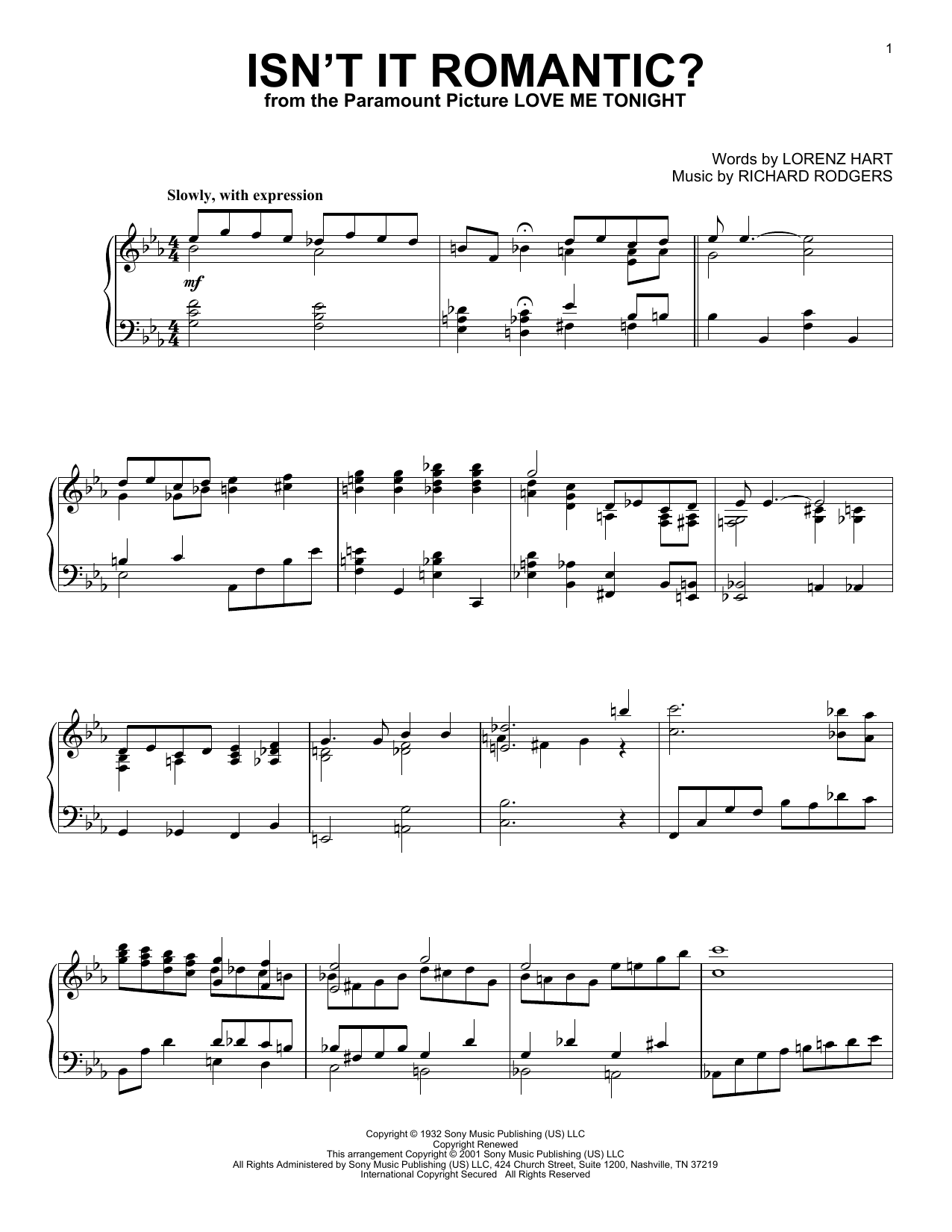 Rodgers & Hart Isn't It Romantic? (arr. Al Lerner) Sheet Music Notes & Chords for Piano Solo - Download or Print PDF