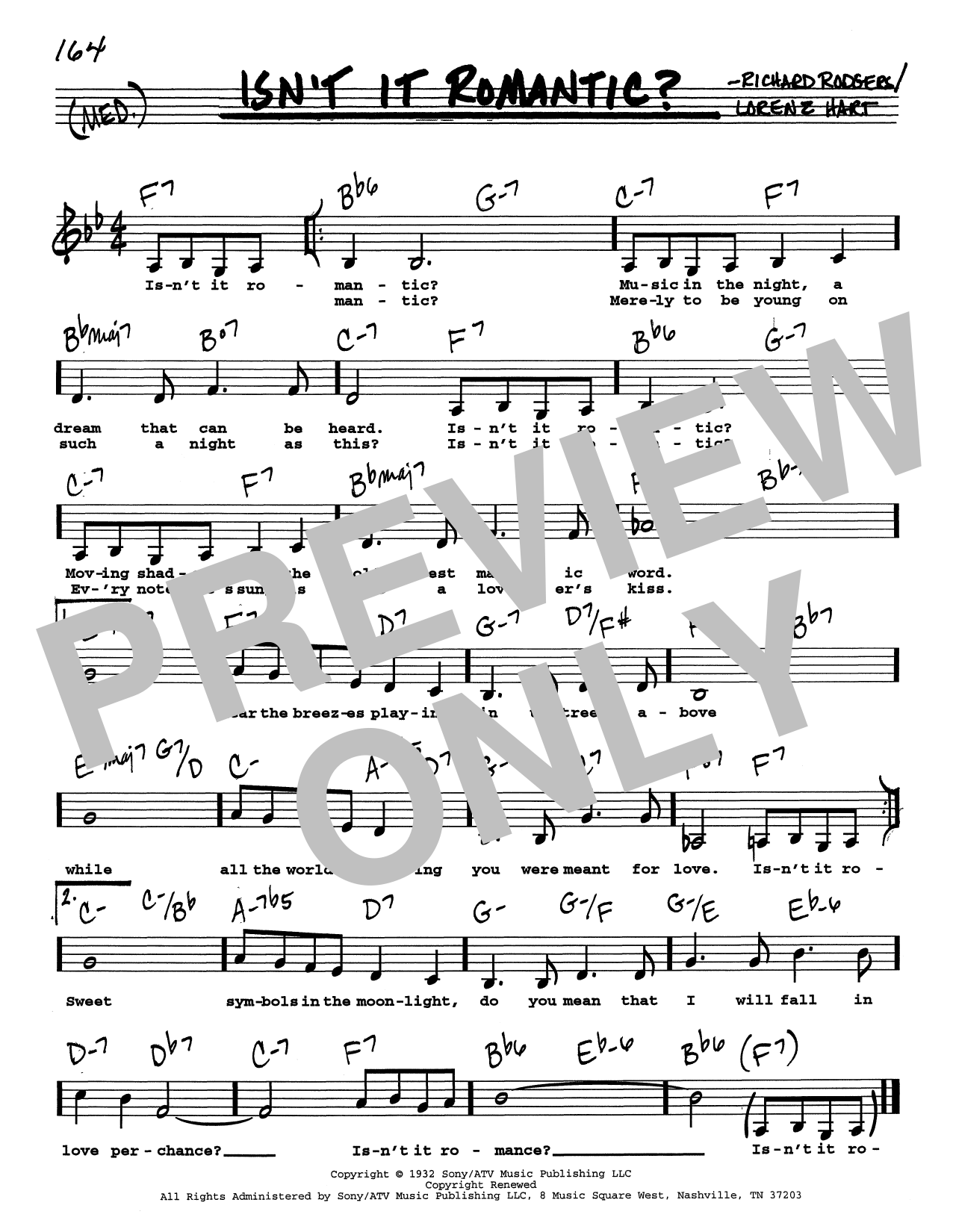 Rodgers & Hart Isn't It Romantic? (Low Voice) Sheet Music Notes & Chords for Real Book – Melody, Lyrics & Chords - Download or Print PDF