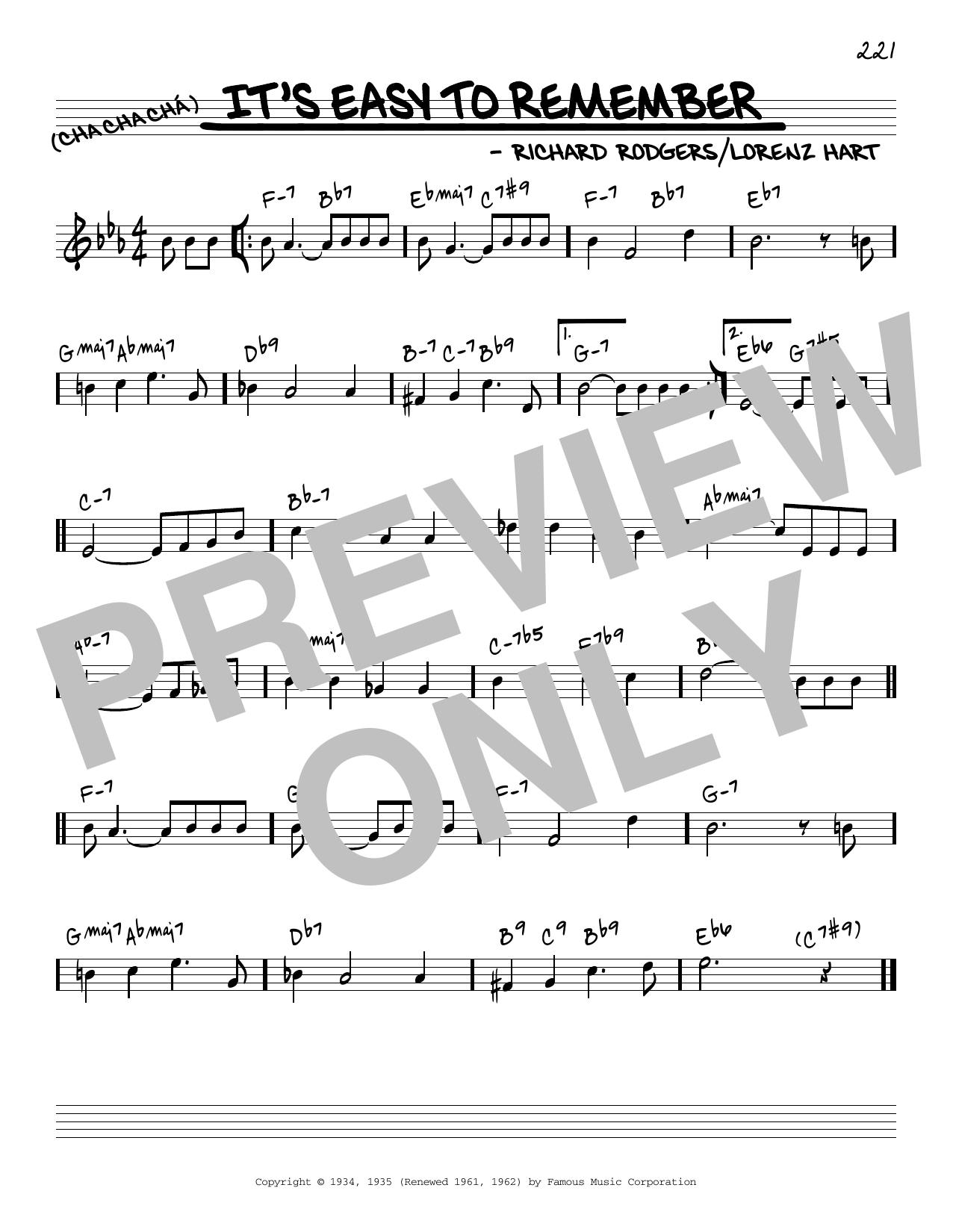 Rodgers & Hart It's Easy To Remember [Reharmonized version] (from Mississippi) (arr. Jack Grassel) Sheet Music Notes & Chords for Real Book – Melody & Chords - Download or Print PDF