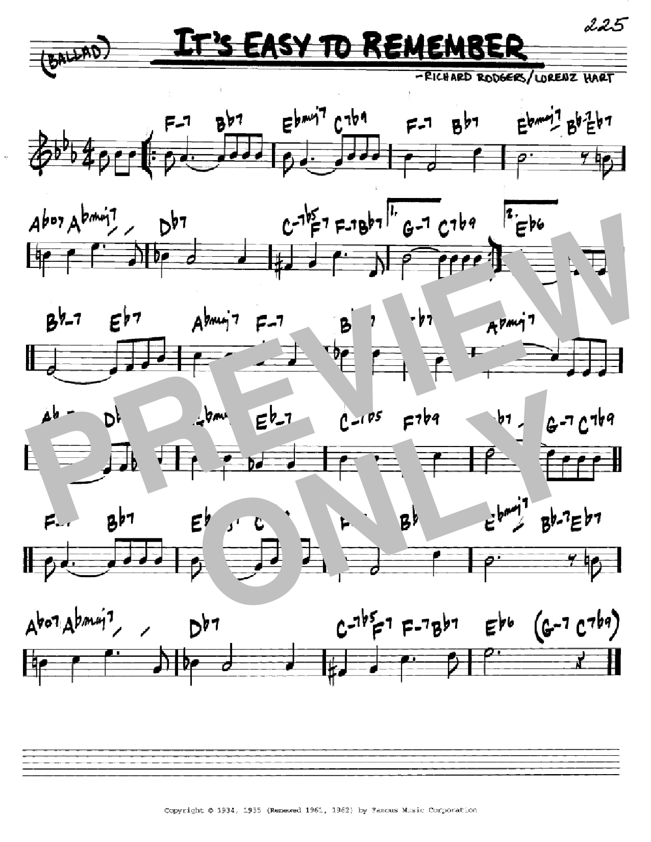Rodgers & Hart It's Easy To Remember Sheet Music Notes & Chords for Real Book - Melody & Chords - Eb Instruments - Download or Print PDF