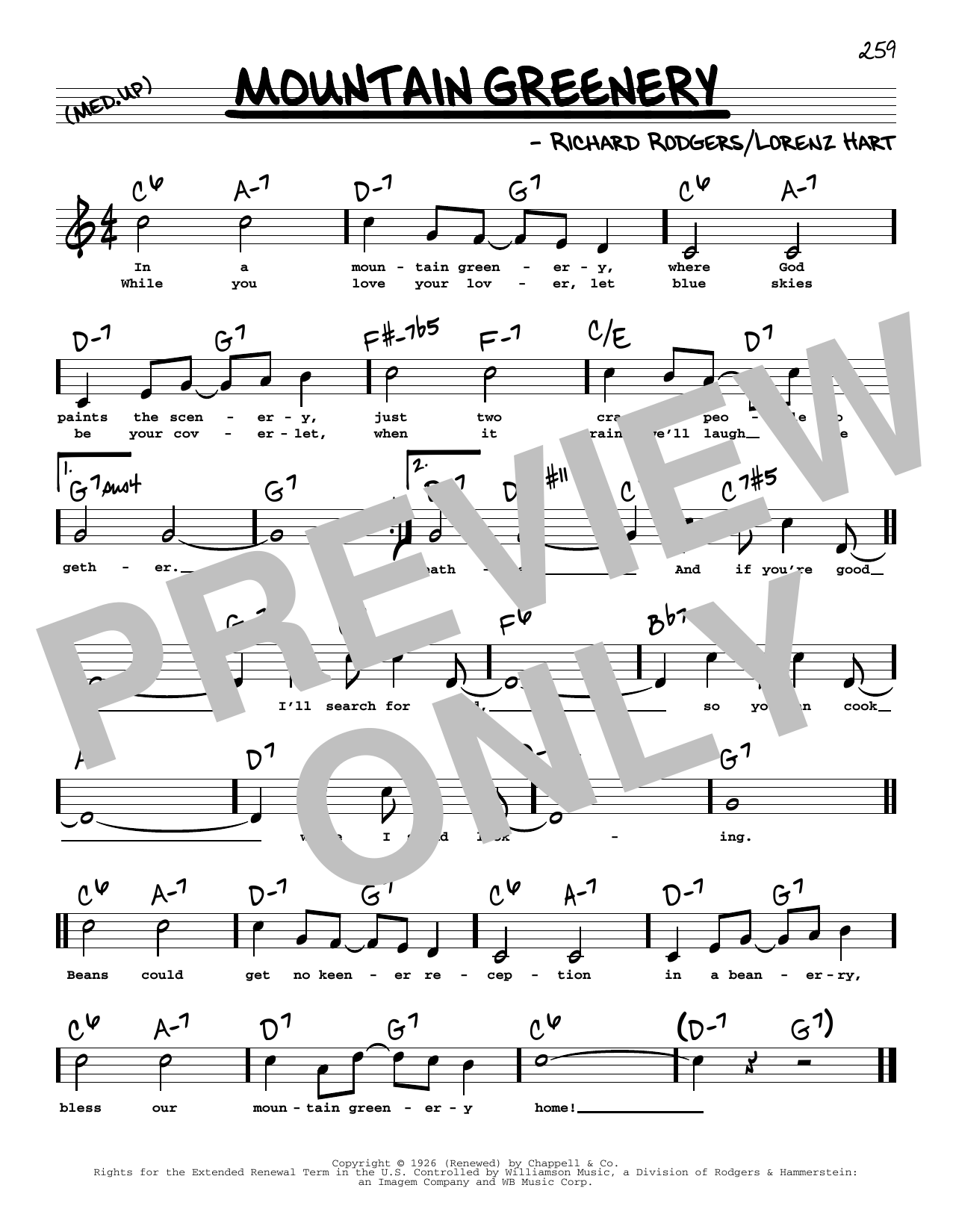 Rodgers & Hart Mountain Greenery (High Voice) (from The Garrick Gaieties) Sheet Music Notes & Chords for Real Book – Melody, Lyrics & Chords - Download or Print PDF