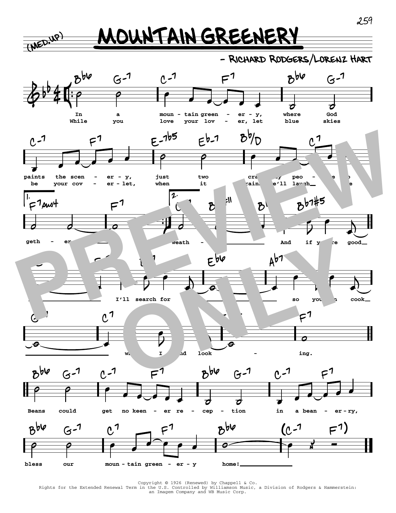 Rodgers & Hart Mountain Greenery (Low Voice) Sheet Music Notes & Chords for Real Book – Melody, Lyrics & Chords - Download or Print PDF