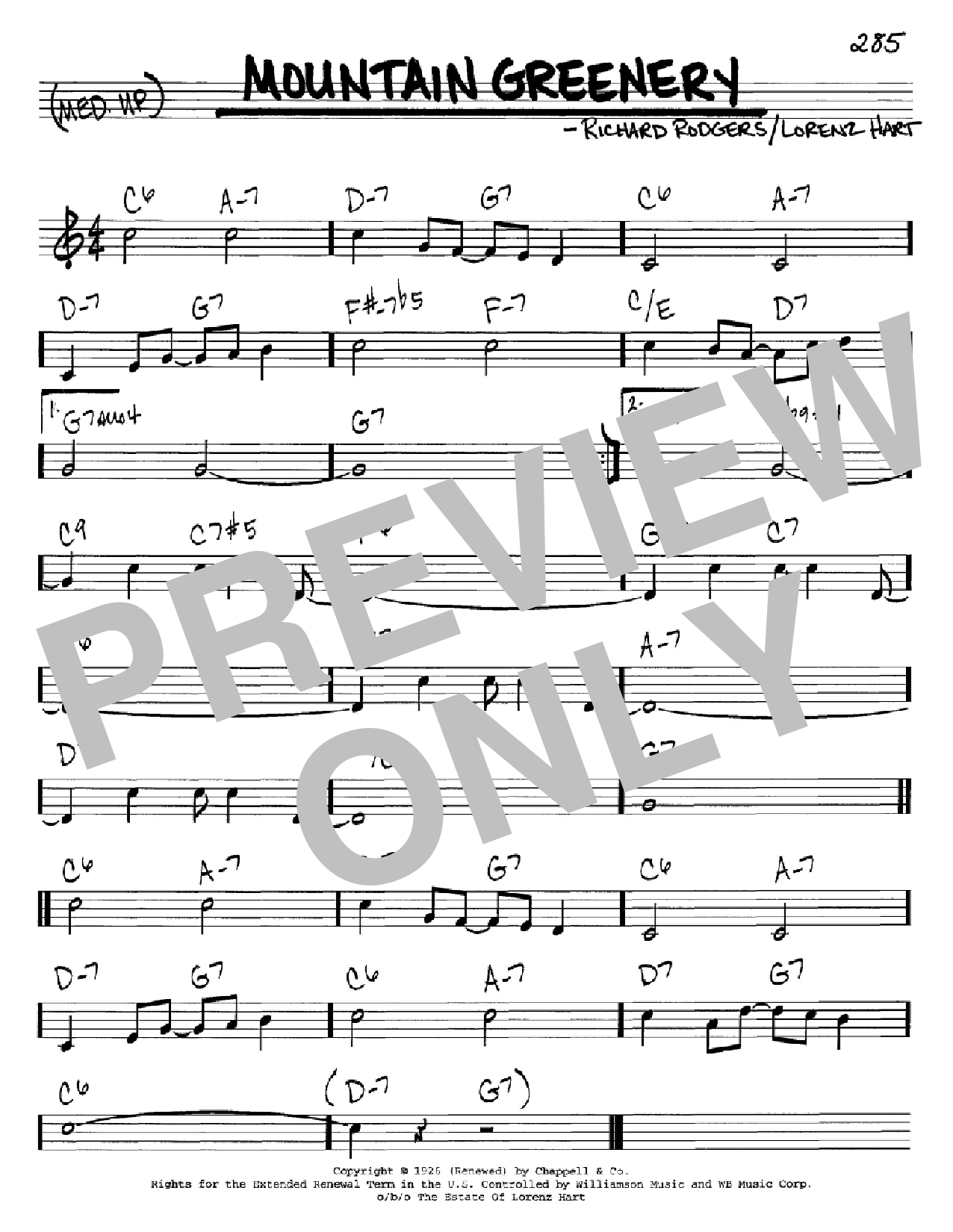 Rodgers & Hart Mountain Greenery Sheet Music Notes & Chords for Real Book – Melody & Chords - Download or Print PDF