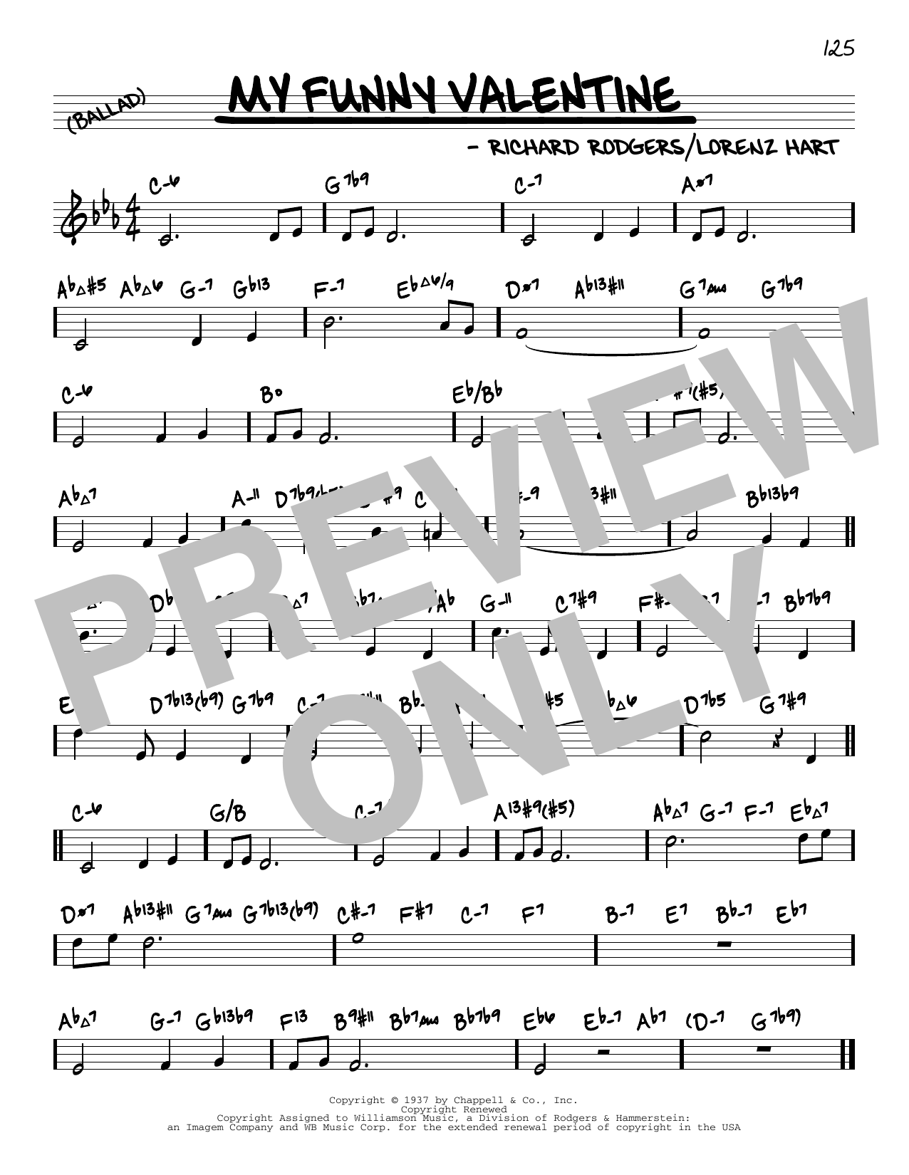 Rodgers & Hart My Funny Valentine (arr. David Hazeltine) Sheet Music Notes & Chords for Real Book – Enhanced Chords - Download or Print PDF