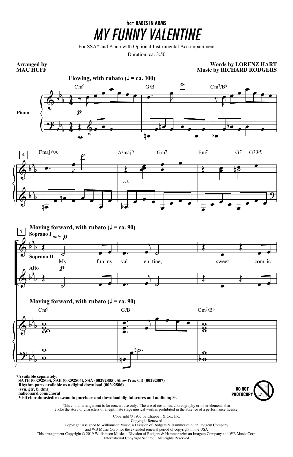 Rodgers & Hart My Funny Valentine (arr. Mac Huff) Sheet Music Notes & Chords for SAB Choir - Download or Print PDF