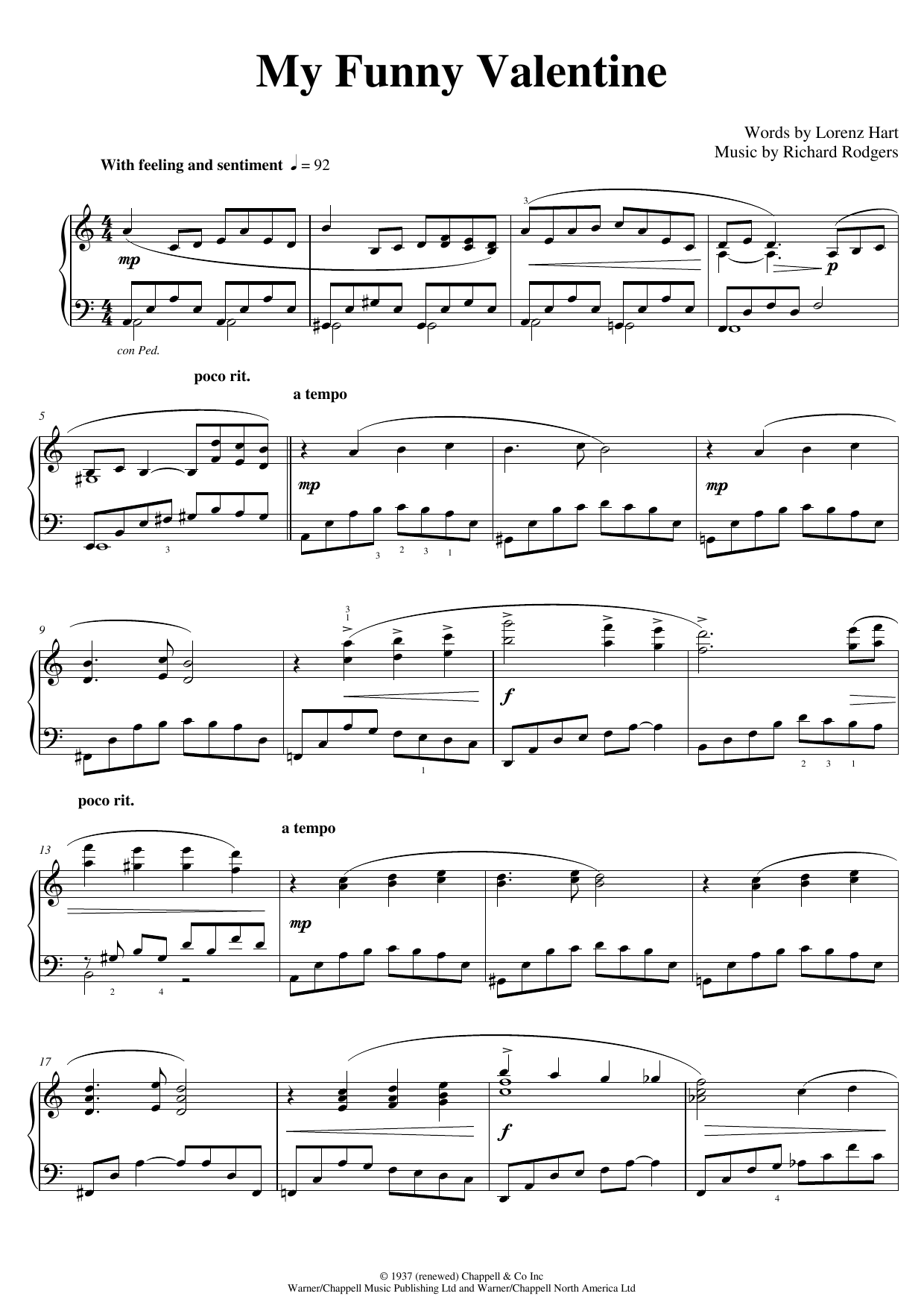 Rodgers & Hart My Funny Valentine (arr. Pam Wedgwood) Sheet Music Notes & Chords for Piano Solo - Download or Print PDF