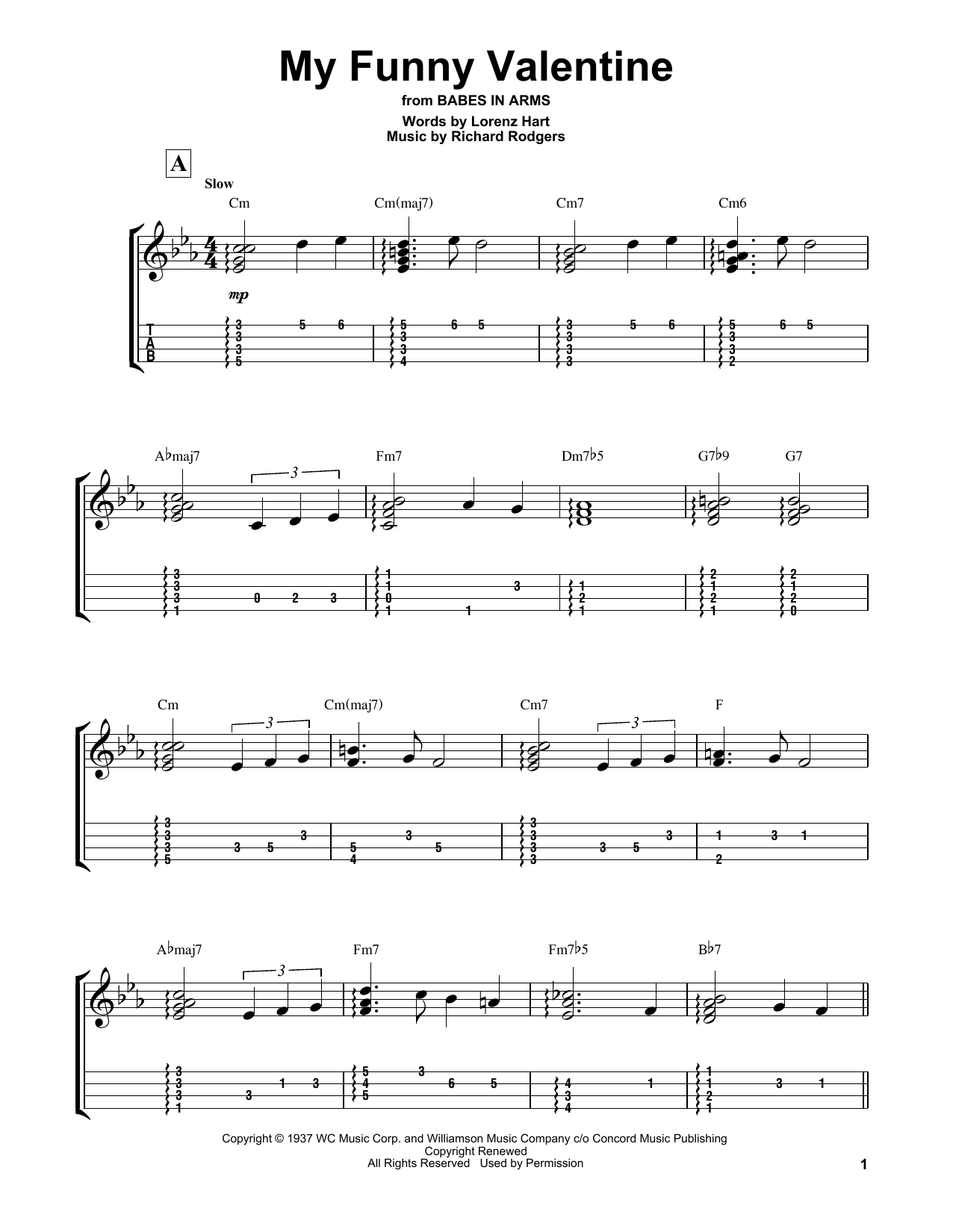 Rodgers & Hart My Funny Valentine (from Babes In Arms) Sheet Music Notes & Chords for Easy Ukulele Tab - Download or Print PDF