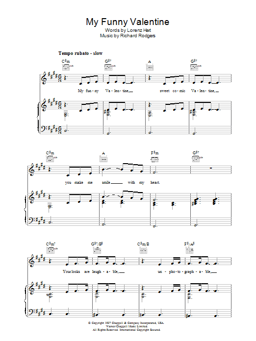 Rodgers & Hart My Funny Valentine Sheet Music Notes & Chords for Tenor Sax Solo - Download or Print PDF