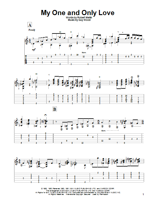 Rodgers & Hart My One And Only Love Sheet Music Notes & Chords for Solo Guitar - Download or Print PDF