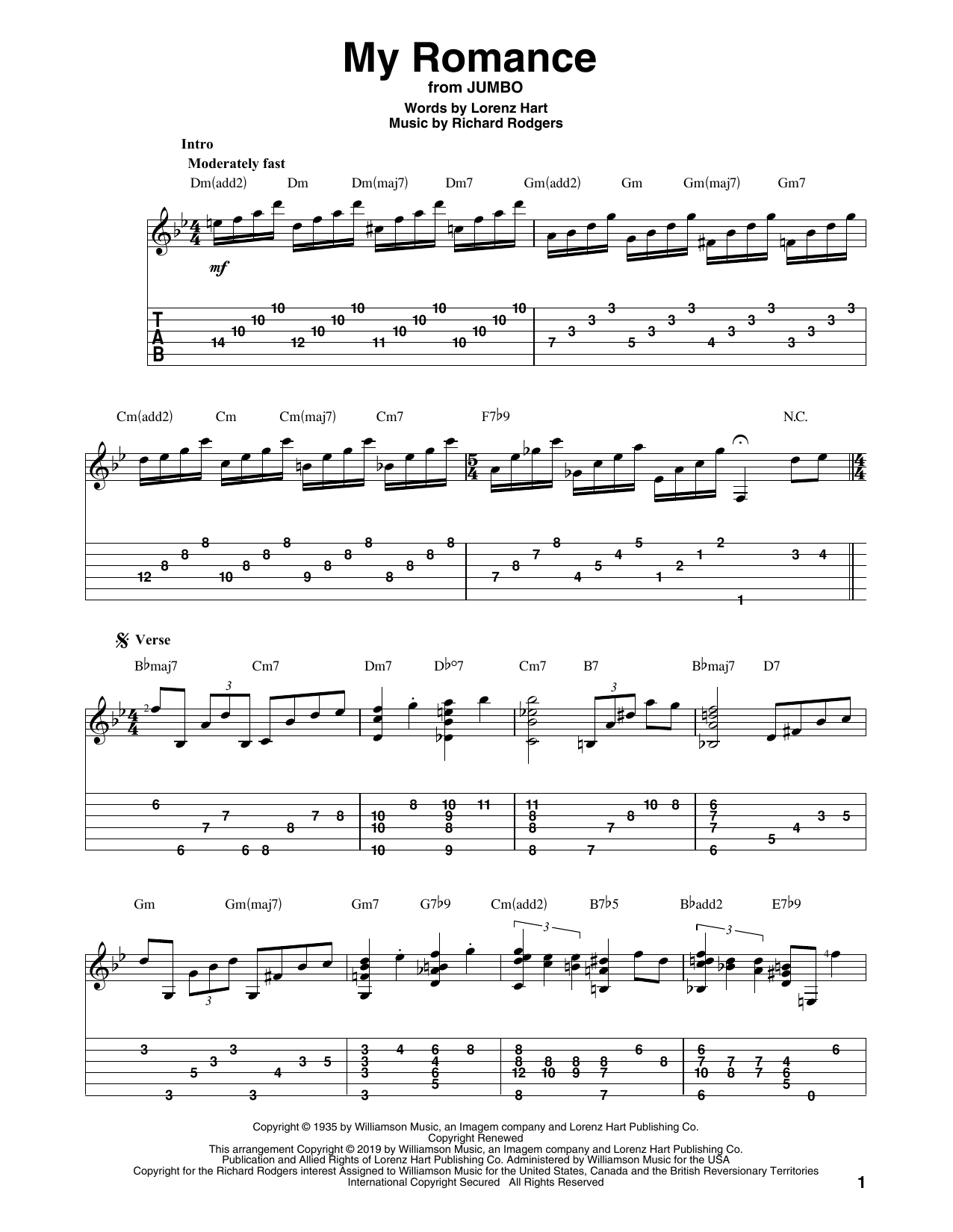 Rodgers & Hart My Romance (arr. Bill LaFleur) Sheet Music Notes & Chords for Solo Guitar Tab - Download or Print PDF