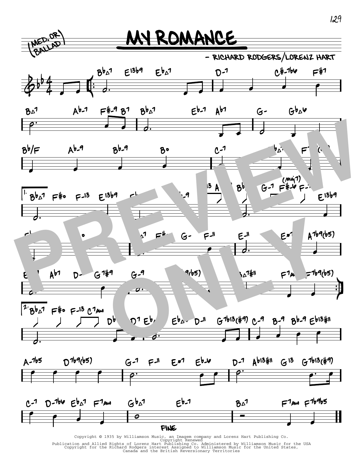 Rodgers & Hart My Romance (arr. David Hazeltine) Sheet Music Notes & Chords for Real Book – Enhanced Chords - Download or Print PDF