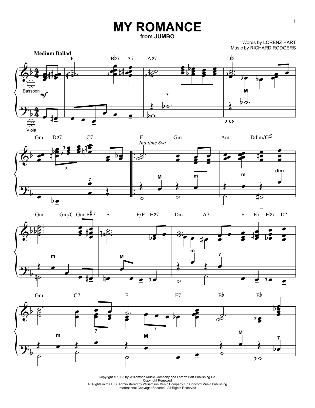 Rodgers & Hart My Romance (arr. Gary Meisner) Sheet Music Notes & Chords for Accordion - Download or Print PDF