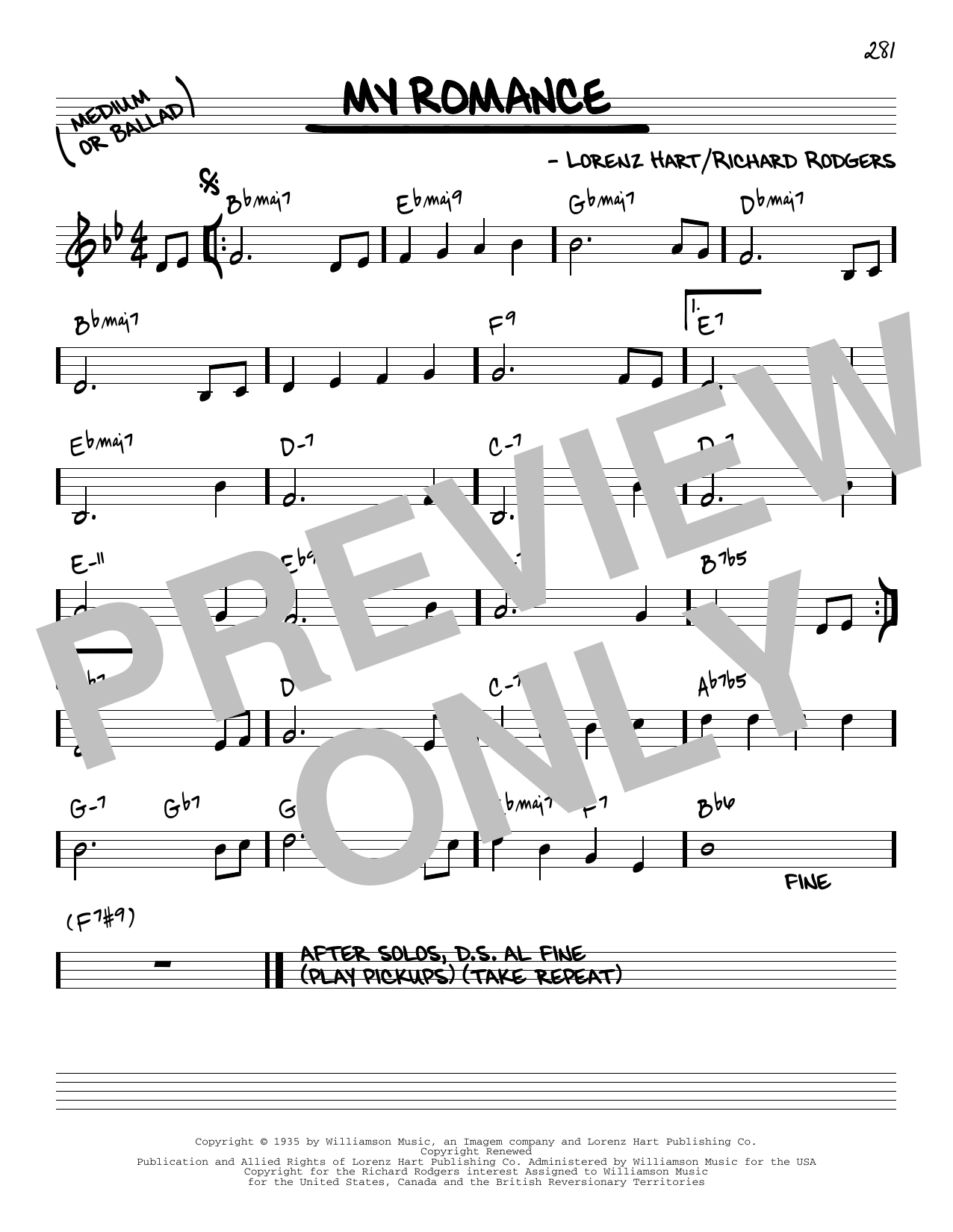 Rodgers & Hart My Romance [Reharmonized version] (from Jumbo) (arr. Jack Grassel) Sheet Music Notes & Chords for Real Book – Melody & Chords - Download or Print PDF