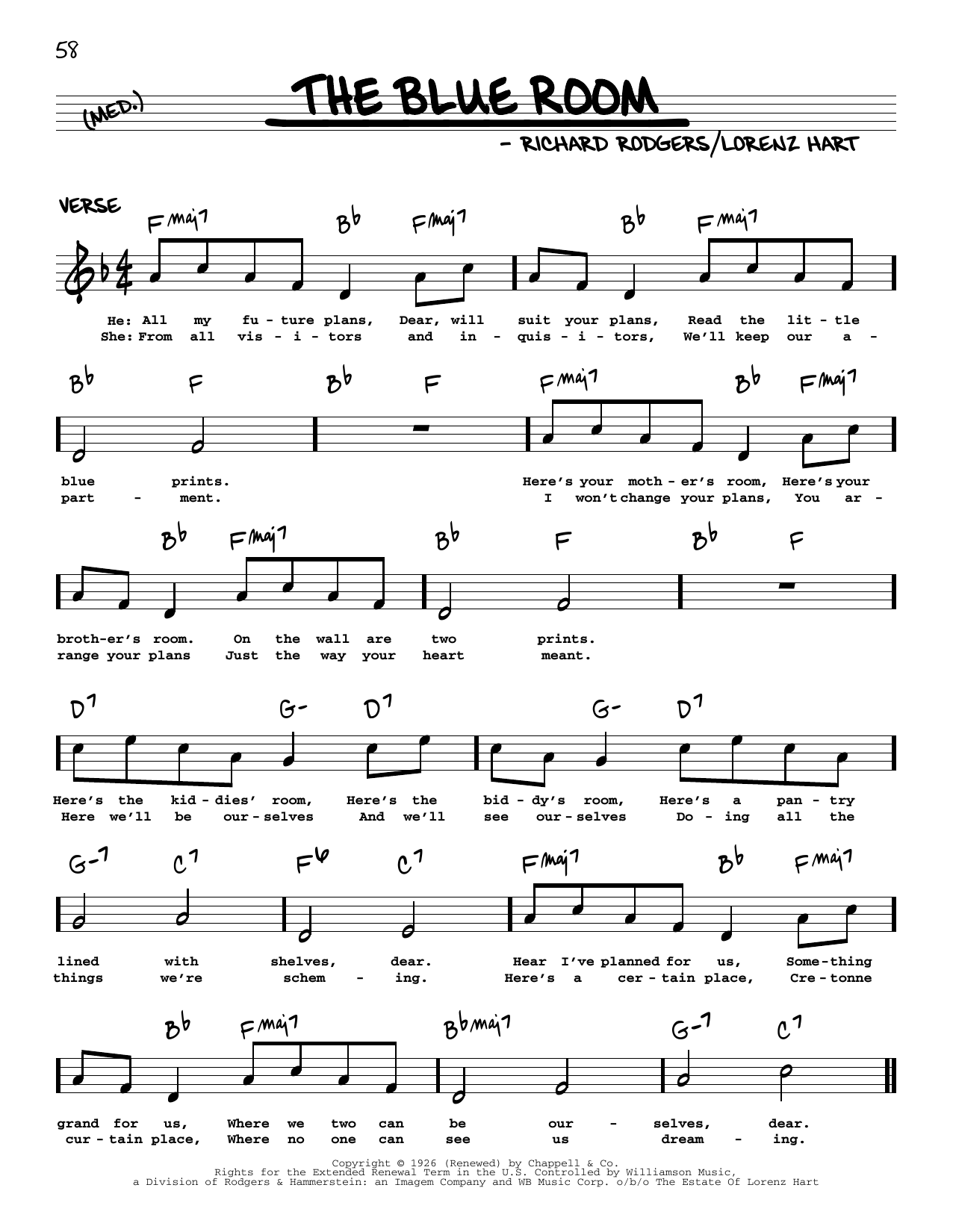 Rodgers & Hart The Blue Room (arr. Robert Rawlins) Sheet Music Notes & Chords for Real Book – Melody, Lyrics & Chords - Download or Print PDF