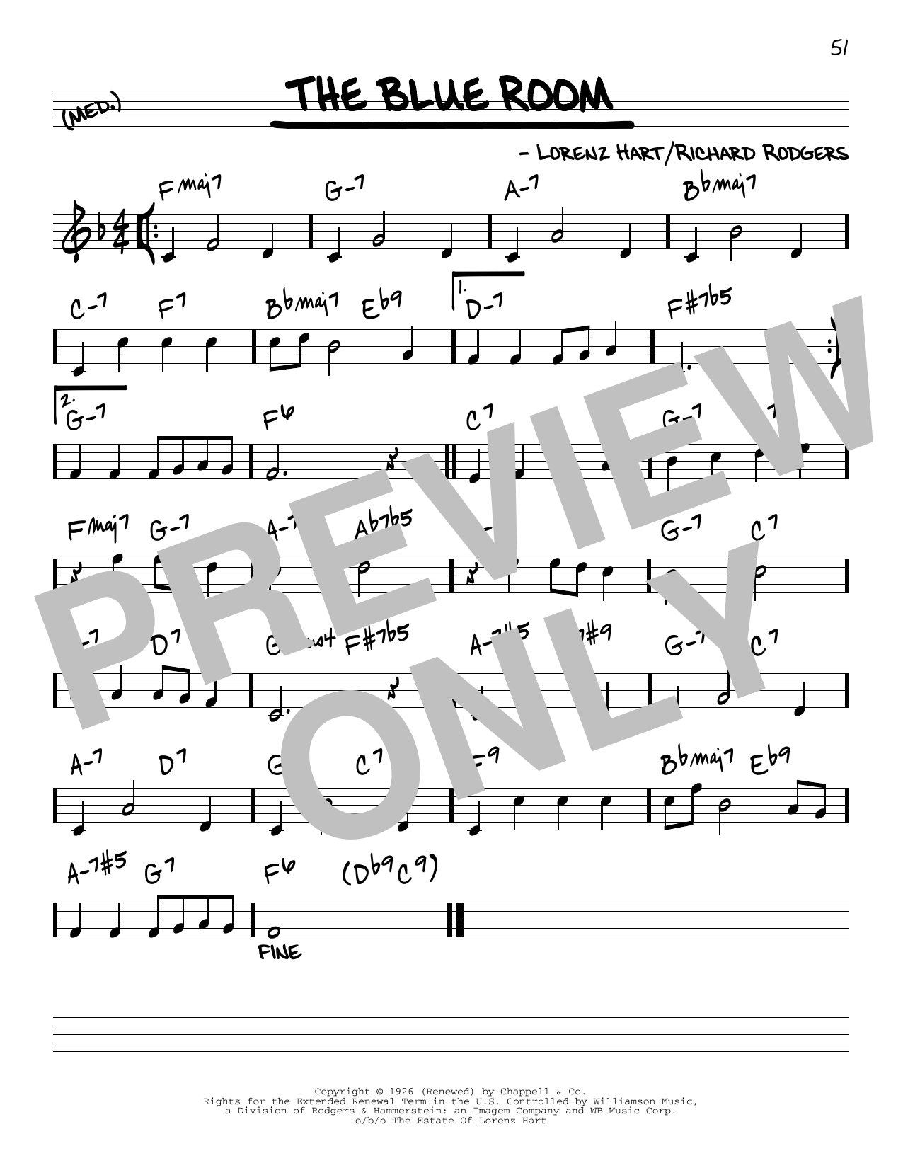 Rodgers & Hart The Blue Room [Reharmonized version] (arr. Jack Grassel) Sheet Music Notes & Chords for Real Book – Melody & Chords - Download or Print PDF