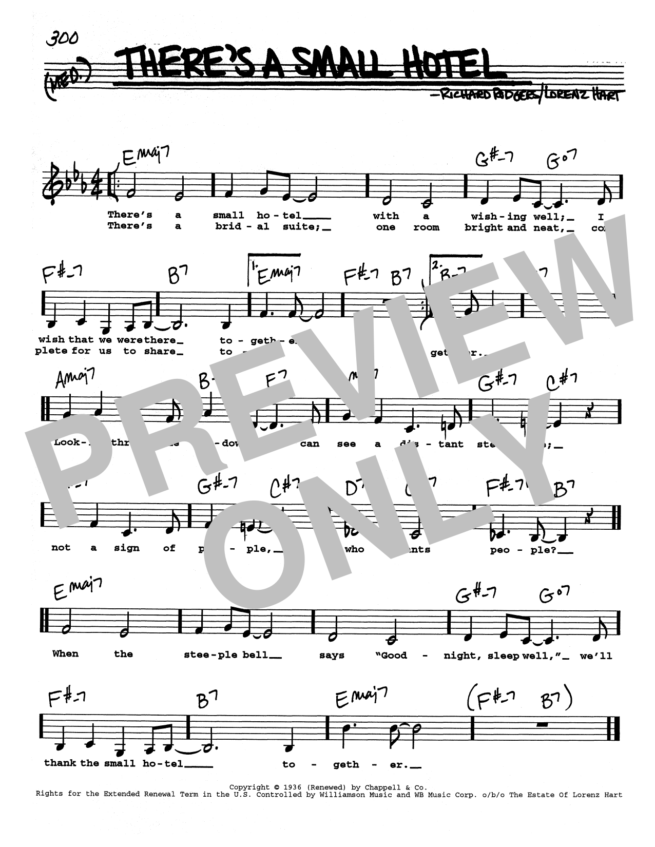 Rodgers & Hart There's A Small Hotel (Low Voice) Sheet Music Notes & Chords for Real Book – Melody, Lyrics & Chords - Download or Print PDF