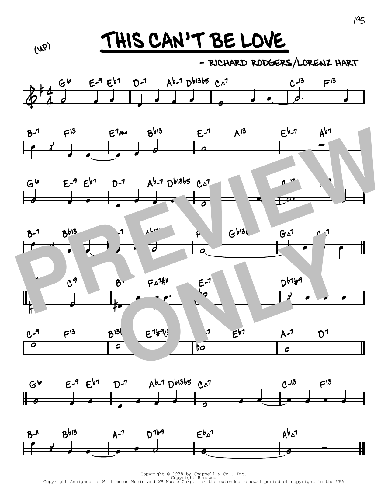 Rodgers & Hart This Can't Be Love (arr. David Hazeltine) Sheet Music Notes & Chords for Real Book – Enhanced Chords - Download or Print PDF